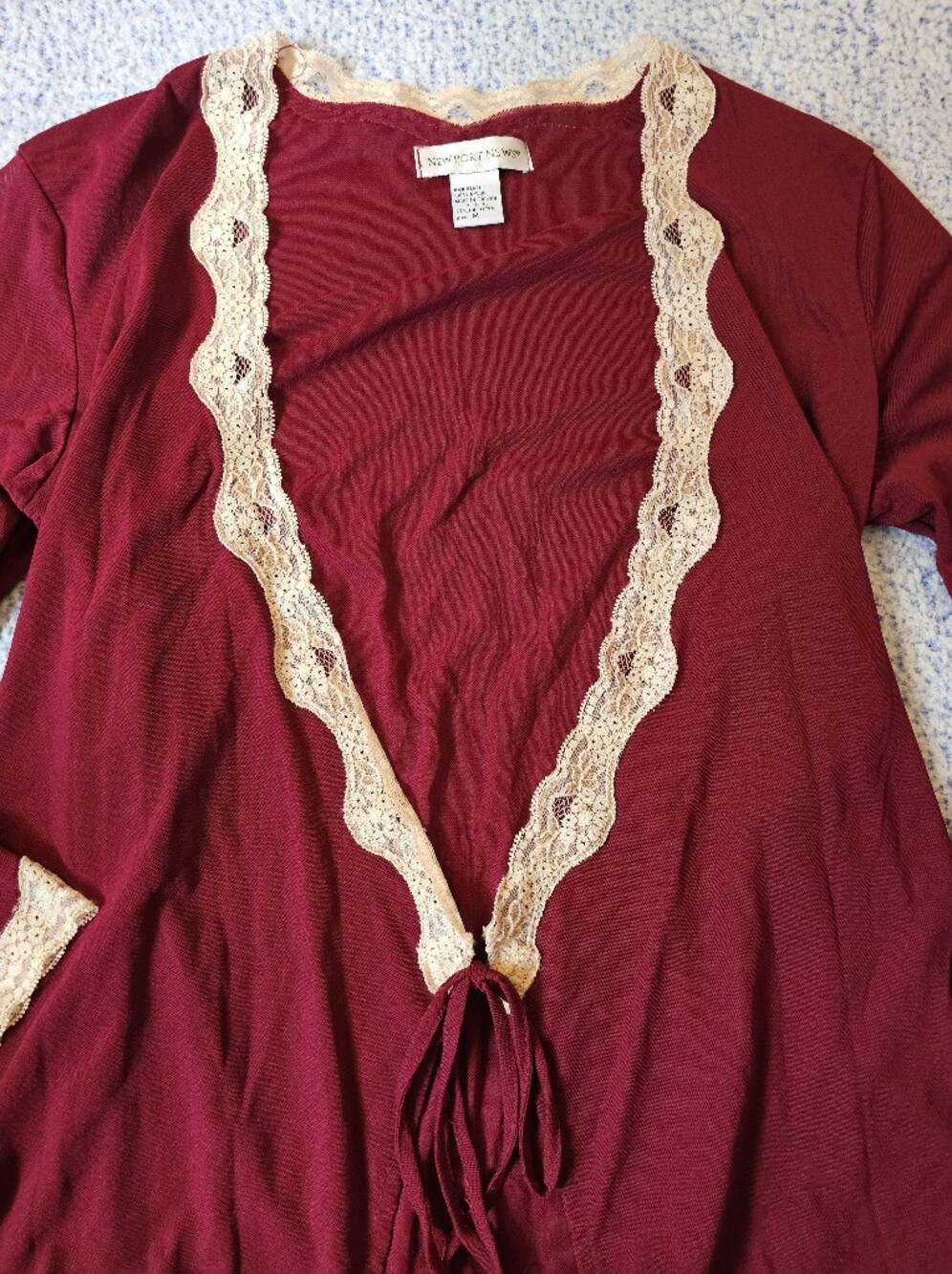 Newport News Burgundy Lace-Trim Blouse - Picture 3 of 6